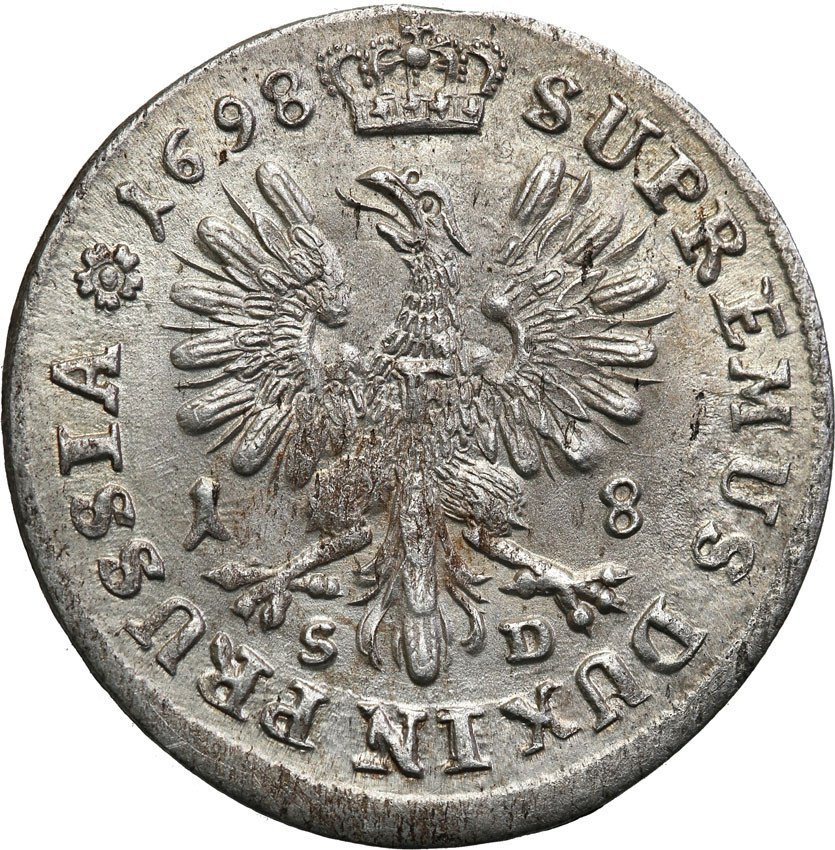 Niemcy. Prusy. Ort (18 groszy) 1698, Królewiec